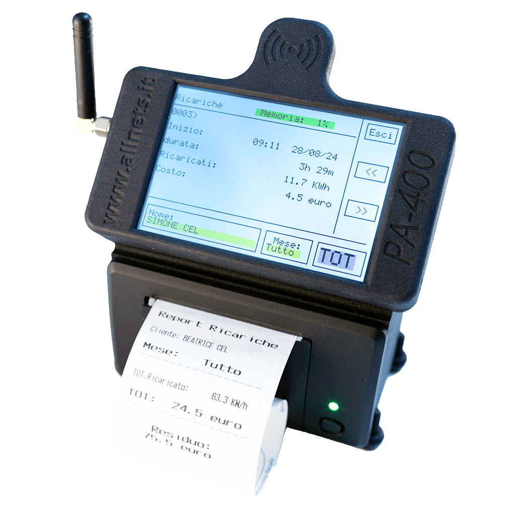 Sistema di tariffazione per Wallbox AllNets, consente il conteggio dei consumi con stampa scontrino